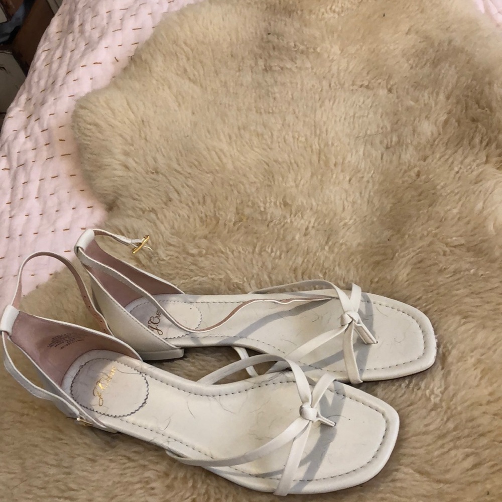 White leather J Crew ankle strap sandals!